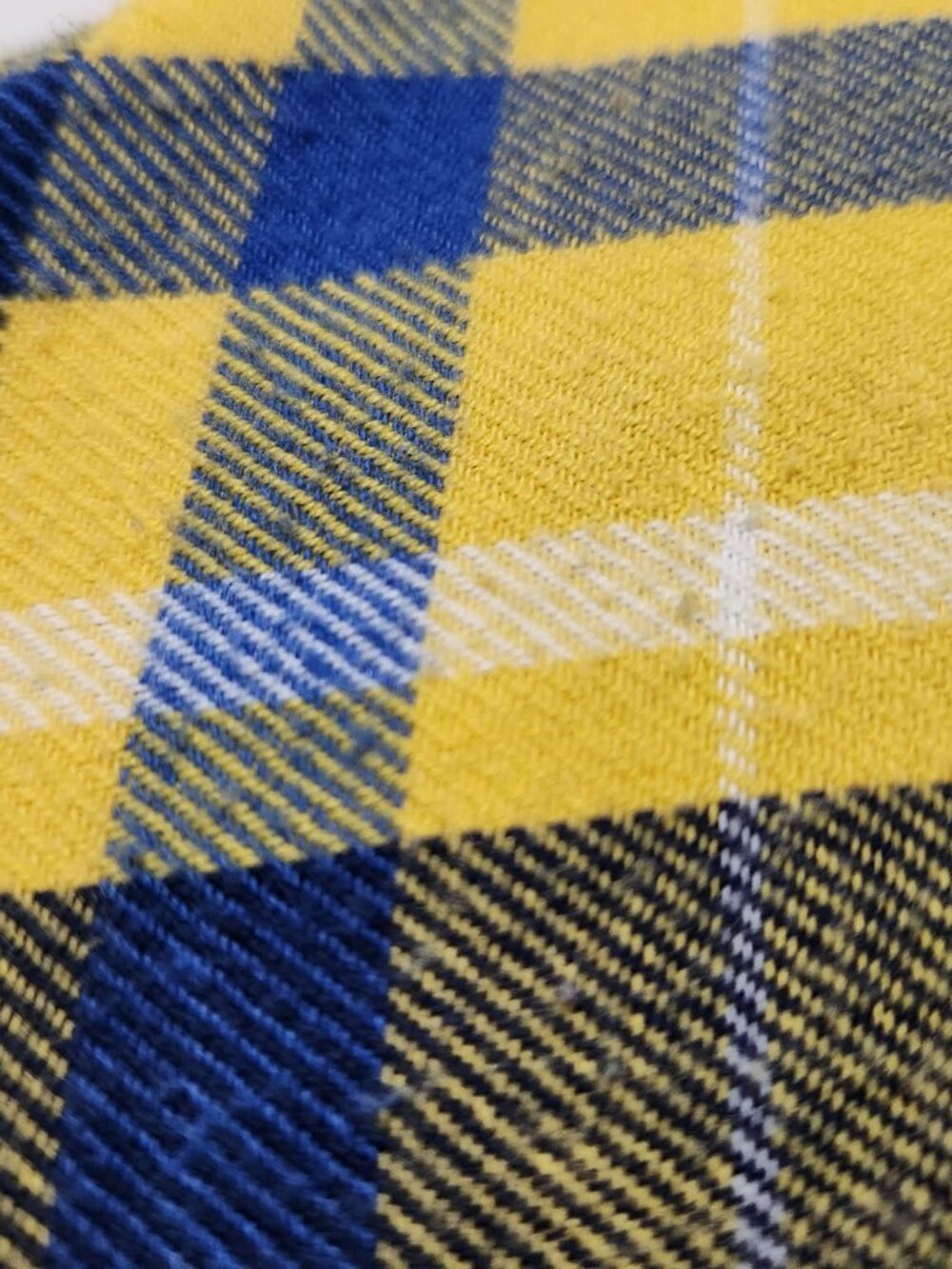 Mossimo Juniors Large Yellow Blue Plaid Flannel Shirt Western Pearl Snap Cowgirl - Picture 5 of 7